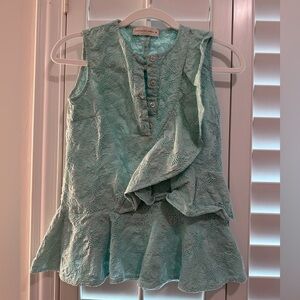 Purificación Garcia Sleeveless Top | teal embroidered | size 36 | EUC | ruffles